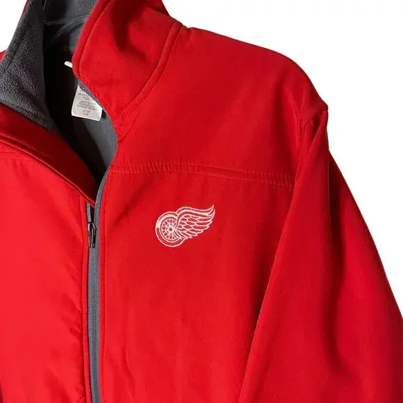NHL Detroit Red Wings Mens Full-Zip Jacket Embroidered Logo Red Size Small - Picture 2 of 5